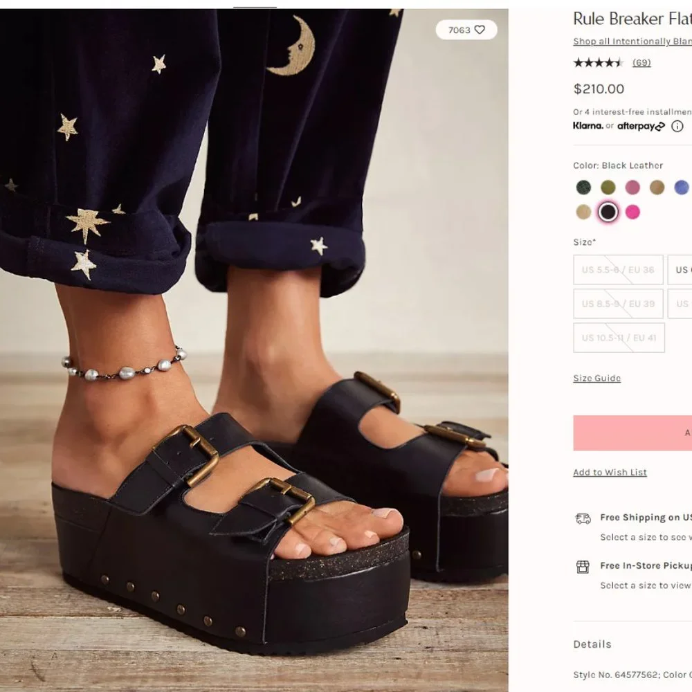 BLACK PLATFORM CLOG SANDAL BIRKEN SANDAL - NON-BRANDED - Picture 7 of 7